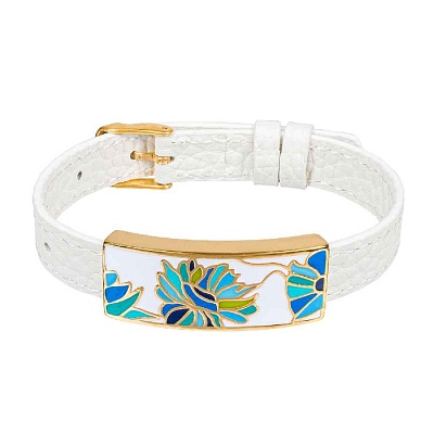 Браслет на белом кожанном ремешке CB03599-23A 