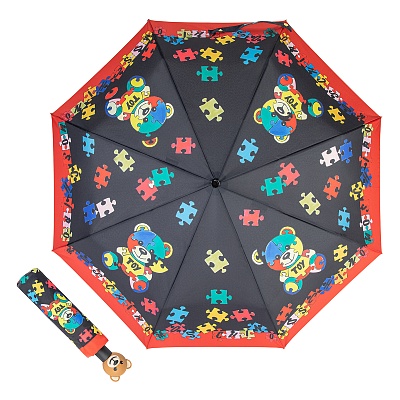 Зонт складной Moschino 8057-OCA Puzzle bears Black product-3433 