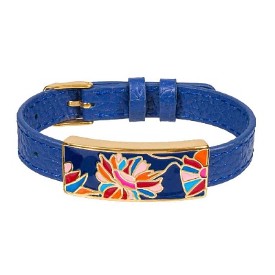 Браслет на синем кожанном ремешке CB03599-2A 