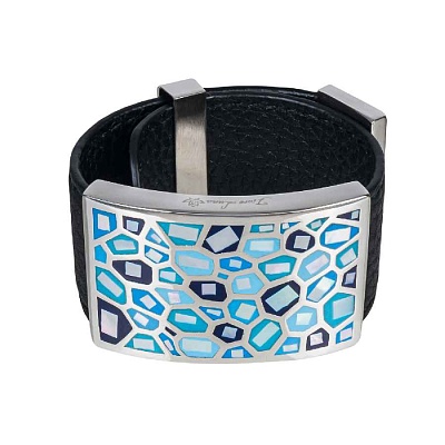 Браслет на кожаном черном ремешке CB00992-6 BL 