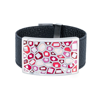 Браслет на кожаном черном ремешке CB00992-7 R 