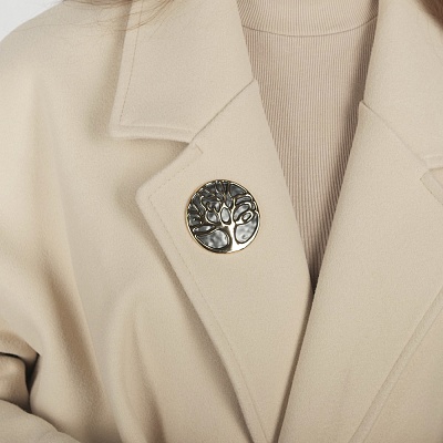 Брошь Дерево  Shadore  XZ1228.2 BW/G 