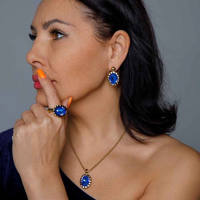 Колье TIVOLA UNICA big (G/P) Royal blue delite 3cm  Qudo  420684 