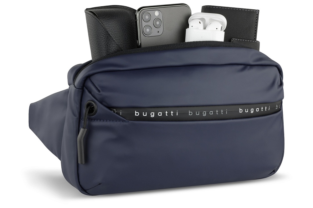 Bugatti Сумка на пояс BUGATTI Blanc, синяя, тарпаулин/полиэстер, 26х5,5х13,5 см Арт.: 49660405