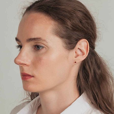 Пусеты Cubic zirconia Garnet  Fiora Luna  SWE0128 GR G 