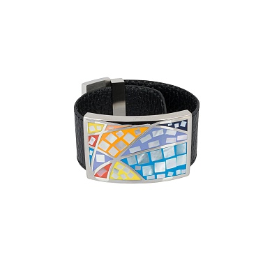 Браслет на кожаном черном ремешке CB01156-5 M/S 