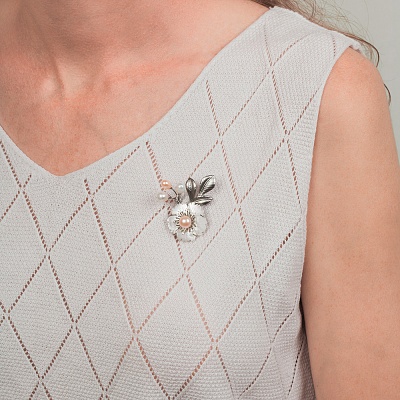 Брошь Ветвь Natural pearl+Natural shell  Fiore Luna  XR12111A5 S 