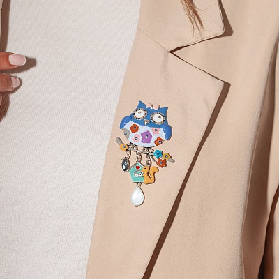 Брошь Сова с домиком  Shadore  XZ5500.21 BL/S 