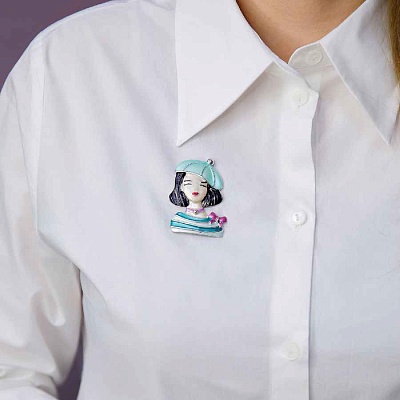 Брошь Девочка в берете  Shadore  XZ1479.20 G/S 