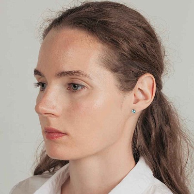 Пусеты Crystal Sky Blue  Fiora Luna  SWE0127/1 SB G 