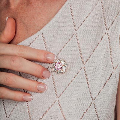 Брошь Кристалл Zircon+магнит  Fiore Luna  XR12099A3 G 