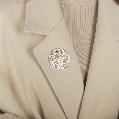 Брошь Мозаика-капля  Shadore  XZ0495.2 BW/S 