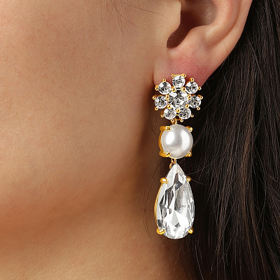 Серьги MISIA SG CRYSTAL/WHITE PEARL  Dyrberg Kern  460515 