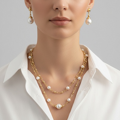 Комплект колье+серьги  Fiore Luna  SG200097E-001 G 