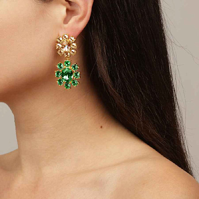 Серьги LINA SG EMERALD GREEN/GOLDEN Dyrberg Kern *450073  Dyrberg Kern  *450073 