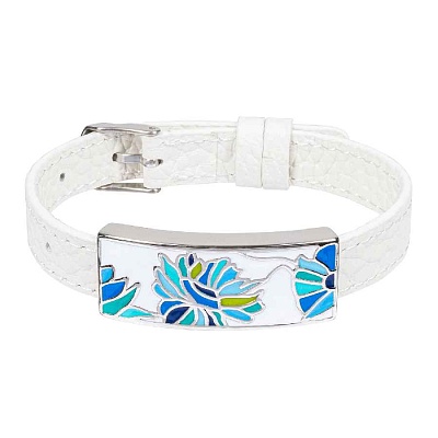 Браслет на белом кожанном ремешке CB03599-13A 