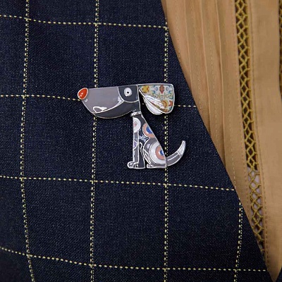 Брошь Собака  Shadore  XZ2291.2 BW/S 