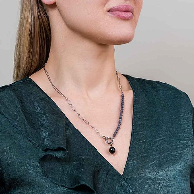 Колье AGAT GREY  Fiore Luna  BP03181-1 BW/S 