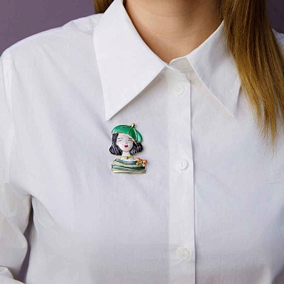 Брошь Девочка в берете  Shadore  XZ1479.16 G/G 