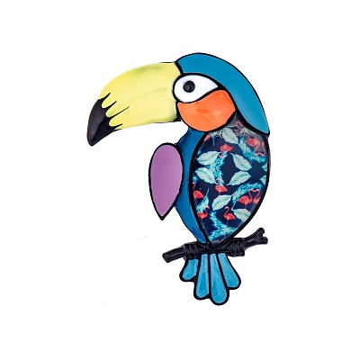 Брошь Тукан XZ0437.21 BL/BW 