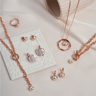 Колье Cream Pearl  Fiore Luna  B2103PE-N05.12 BR/RG 