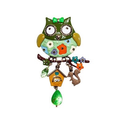 Брошь Сова с домиком XZ5500.19 G/G 