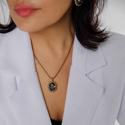 Колье TIVOLA UNICA big (G/P) Silver night 3cm  Qudo  420615 