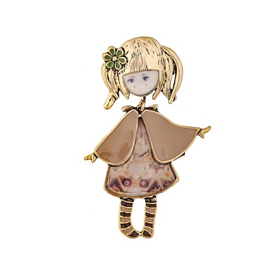 Брошь Девочка в манто  Shadore  XZ0989.14 BR/G 