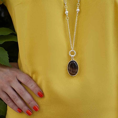 Колье COFFE AGATE  Fiore Luna  LN5153 BR/S 