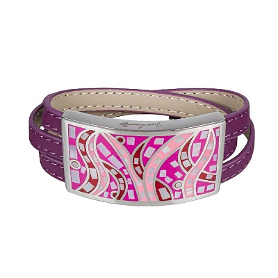 Браслет на кожаном фиолетовом ремешке 3 оборота CB00995-7 V 