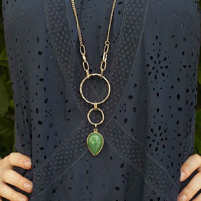 Колье GREEN AVENTURINE  Fiore Luna  LN3171-5 G/G 