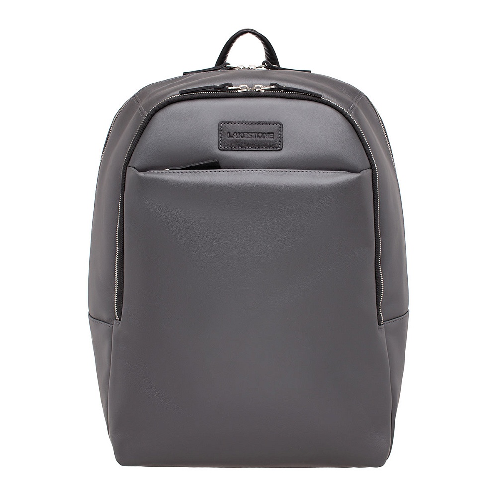 Lakestone Кожаный мужской рюкзак для ноутбука Faber Grey/Black Арт.: 918304/GR/BL