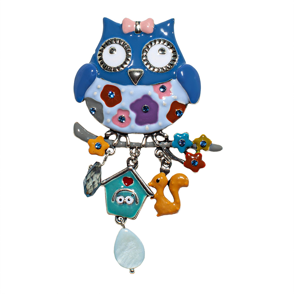 Shadore Брошь Сова с домиком Арт.: XZ5500.21 BL/S