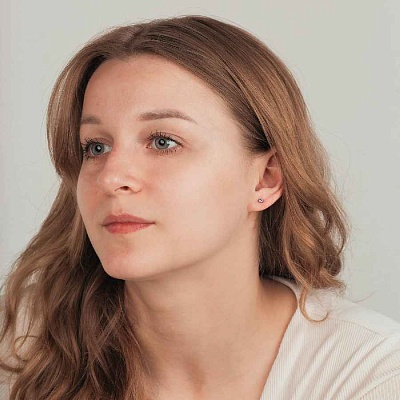 Пусеты Cubic zirconia Rhodolite  Fiora Luna  SWE0128 PH S 