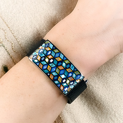 Браслет на черном кожаном ремешке  Fiore Luna  CB13209-5 