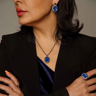 Колье TIVOLA UNICA big (S/P) Royal blue delite 3cm  Qudo  420683 