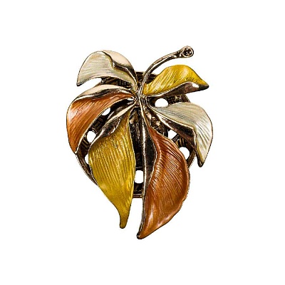 Брошь Лист резной XZ0863.10 BR/G 