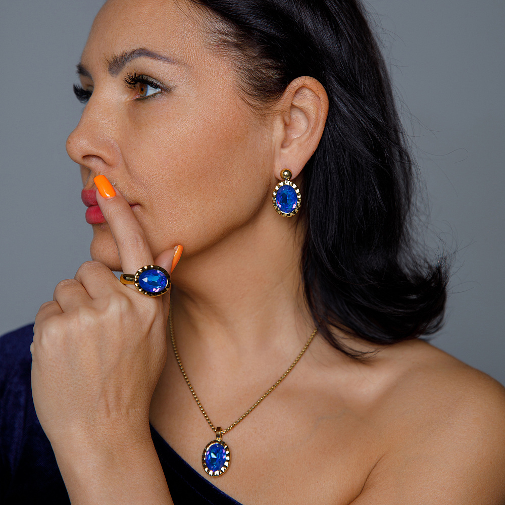 Qudo Кольцо TIVOLA UNICA big (G/P) Royal blue delite 54 Qudo 688159 Арт.: 688159