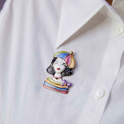 Брошь Девочка в берете  Shadore  XZ1479.27 M/G 