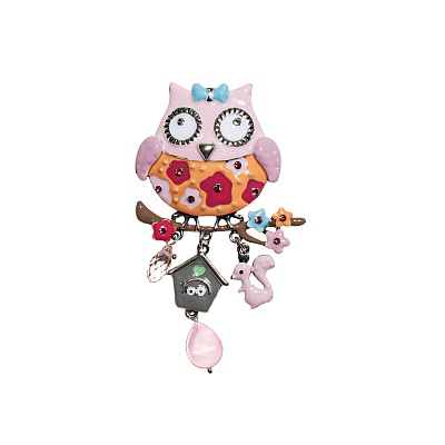 Брошь Сова с домиком XZ5500.7 R/S 