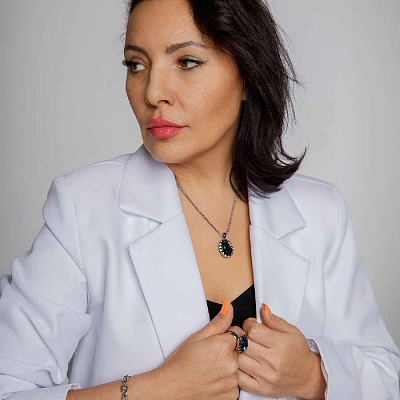 Колье TIVOLA UNICA big (S/P) Emerald 3cm  Qudo  420548 