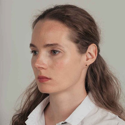 Пусеты Cubic zirconia Black  Fiora Luna  SWE0128 BL G 