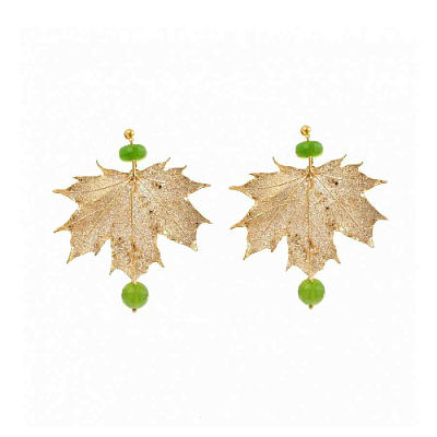 Серьги Филигранный Канадский Клён OR992-G/GREEN BR 