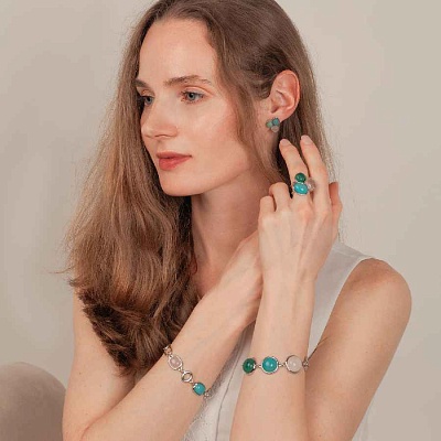 Серьги Azul, Q.Roze, Q.Verde  Possebon  A0292.20.7.17 S 