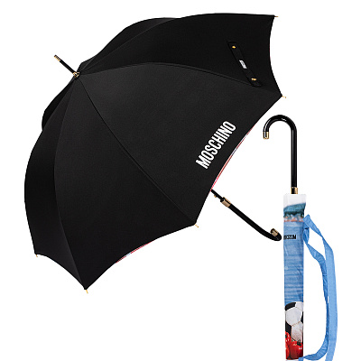 Зонт-трость Moschino 9100-d63autoa Table Black/Multi product-4008 