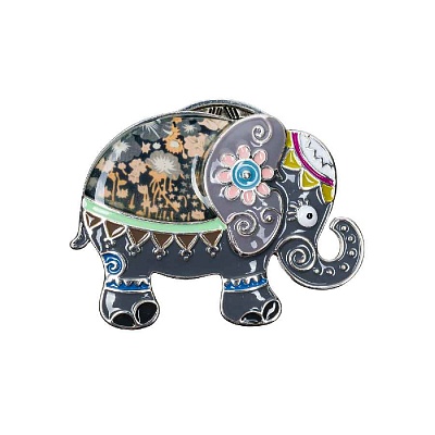 Брошь Слон XZ2293.2 BW/S 