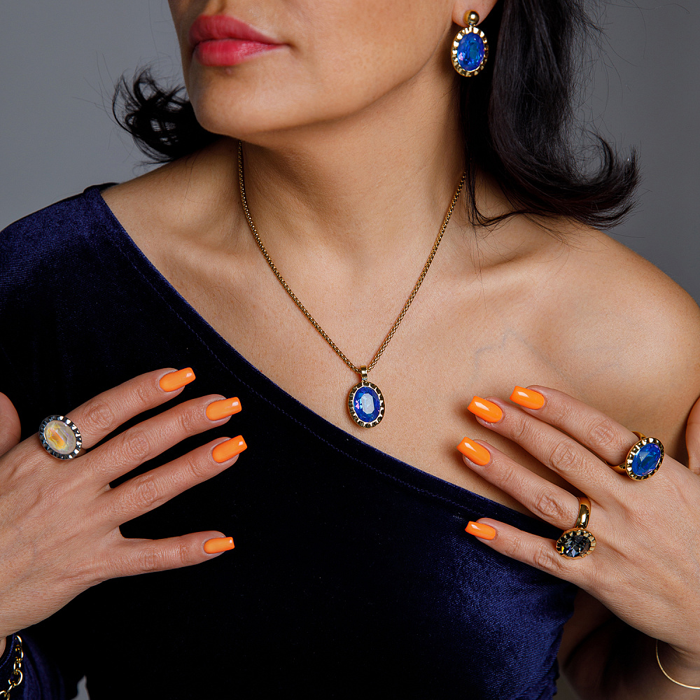Qudo Кольцо TIVOLA UNICA big (G/P) Royal blue delite 60 Qudo 688162 Арт.: 688162