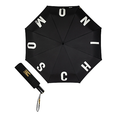 Зонт складной Moschino 8911-OCA M logo Black  Moschino  product-3542 