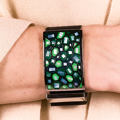 Браслет на кожаном черном ремешке  Fiore Luna  CB00992-8 G 