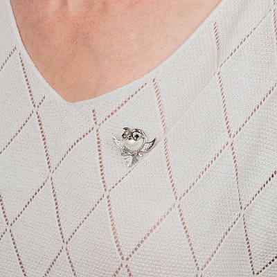 Брошь Сова Zircon+ магнит  Fiore Luna  XR06459F S 